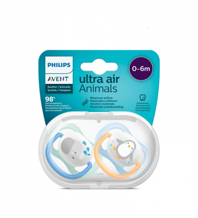 Avent Sucette Ortho 0-6M Boy Elep/Peng - Scf080/05
