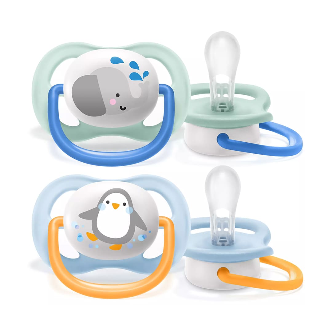 Avent Sucette Ortho 0-6M Boy Elep/Peng - Scf080/05