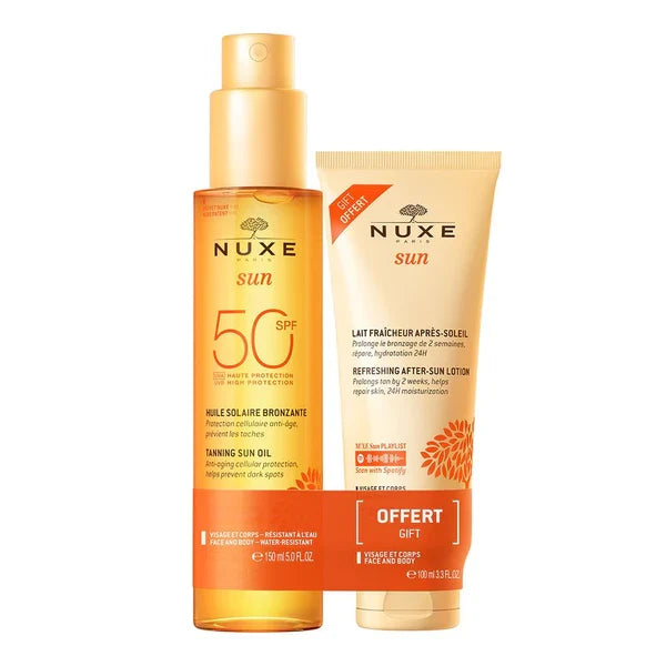 Nuxe Sun Pack Huile Solaire Bronzante 150 ml SPF 50 + Lait Fraicheur Apres-Soleil 100Ml