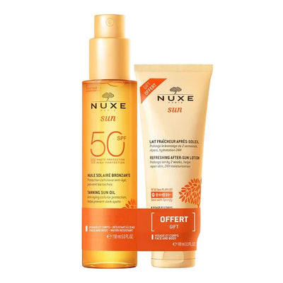 Nuxe Sun Pack Huile Solaire Bronzante 150 ml SPF 50 + Lait Fraicheur Apres-Soleil 100Ml