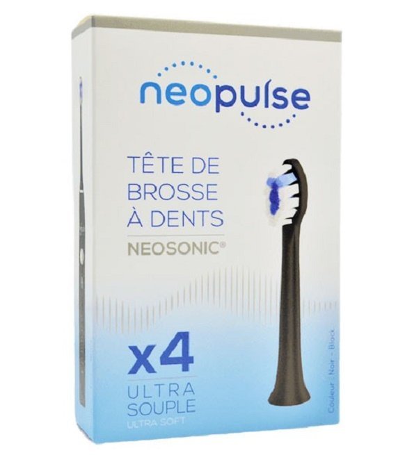 NEOPULSE Recharge 4 Tetes de Brosse à Dent Ultra Souple Noir