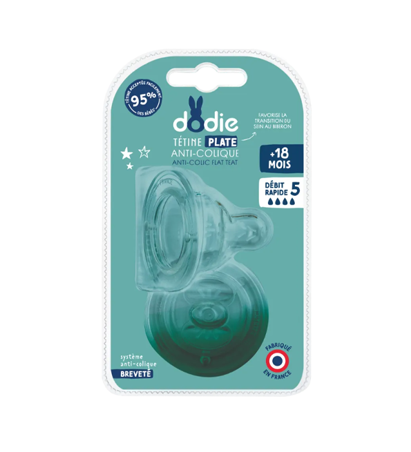 Dodie Tétine Plate Sens + Anti Colique D5 + 18M X2