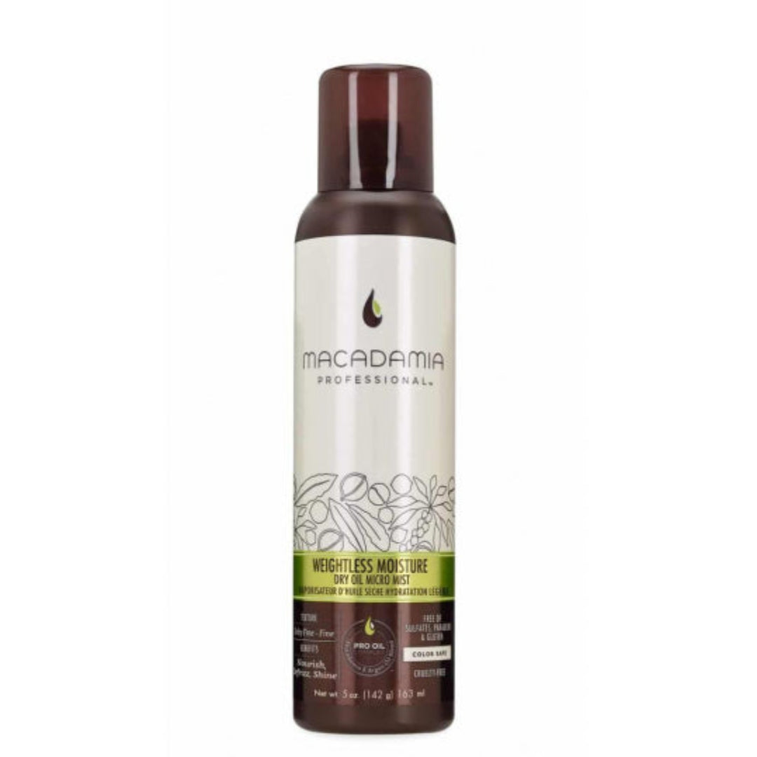 Macadamia Weightless Moisture Dry Oil Micro Mist 163ml – Huile Sèche Légère Cheveux Secs & Abîmés