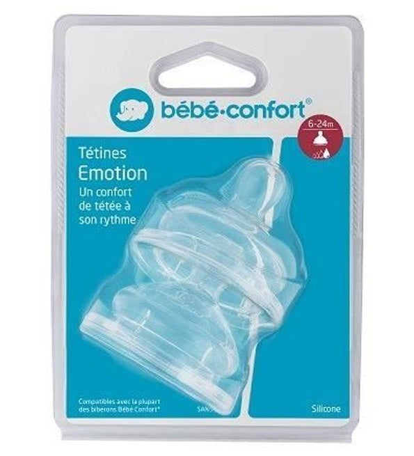 Bebe Confort – Tétines Emotion Col large T3 (x2) – 3 vitesses (6-24M +) 6968