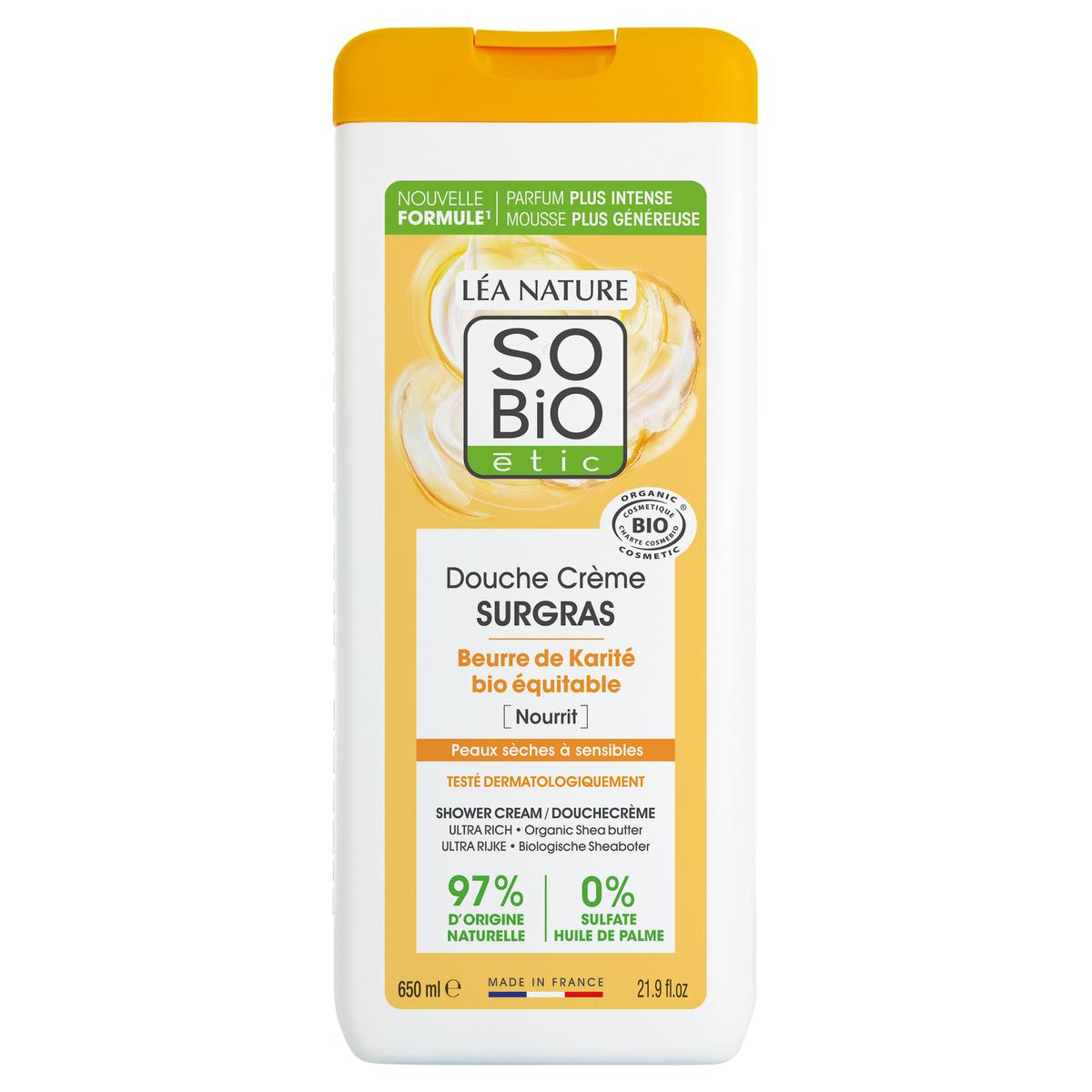 SO BiO DOUCHE CREME SURGAS AU BEURRE DE KARITE BIO NOURRIT 650 ML