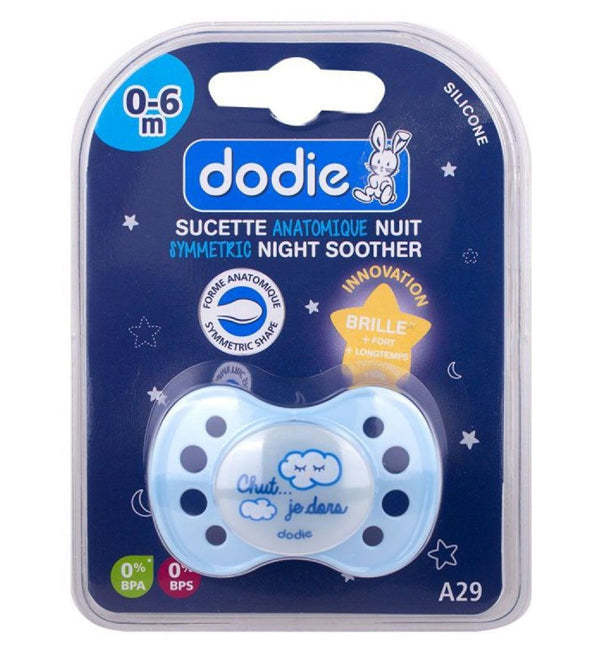 Dodie – Sucette forme anatomique silicone nuit (0-6 M) N°A29