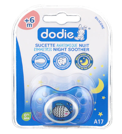 Dodie – Sucette forme anatomique silicone nuit (6M +) N°17