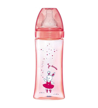 Dodie Biberon Initiation+ 330Ml Rose Danse +6 M Tête Ronde 3 Vit D3