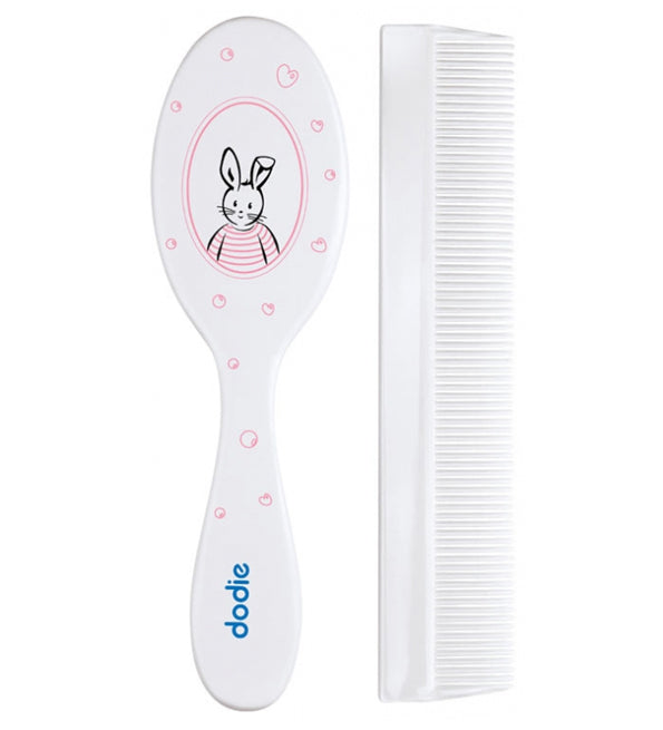 Dodie – Peigne et brosse assortis – Lapin rose