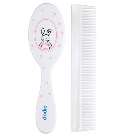 Dodie – Peigne et brosse assortis – Lapin rose