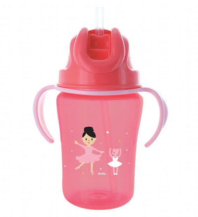Dodie – Tasse paille (18M+) Rose – 350 ml