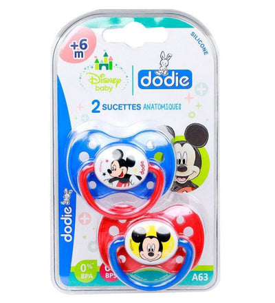 Dodie – Sucettes forme anatomique silicone Disney Baby Mickey (6M +) N°A63 – (x2)