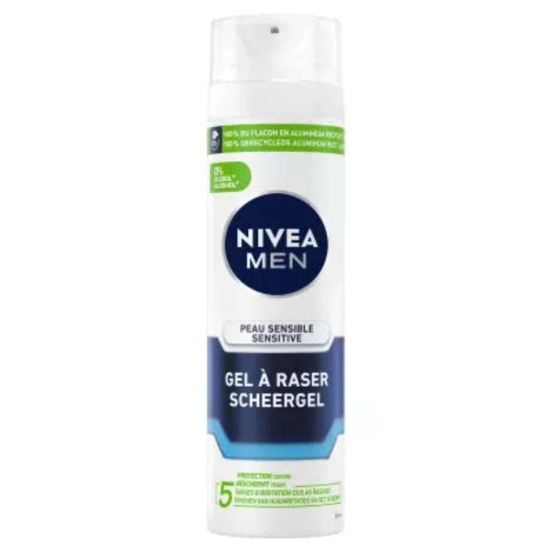 NIVEA MEN Gel à Raser Peaux Sensibles 200ml – Rasage Doux & Protection Anti-Irritation