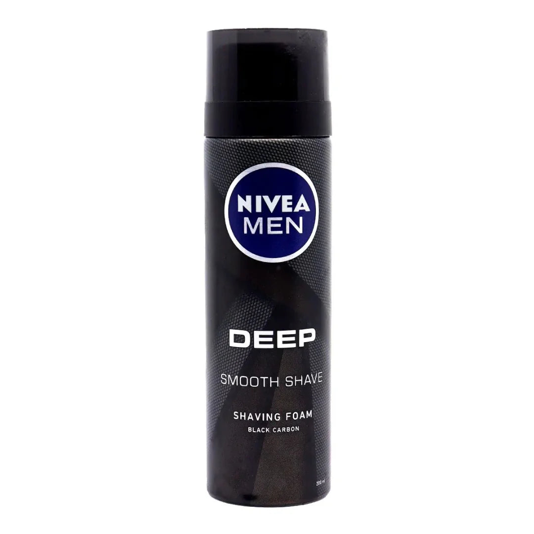 NIVEA MEN Mousse à Raser Deep 200ml – Purifiante au Charbon Noir pour un Rasage Précis