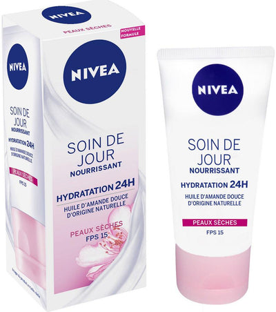 NIVEA Soin de jour 24h hydratante Nourrissante huile d'amande peaux sèches - 50 ml