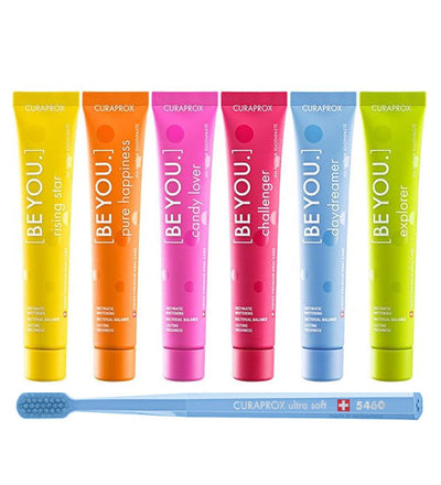 Curaprox – Be You 6 taste Pack Dentifrices 10 ml + Brosse à dents Ultra Soft