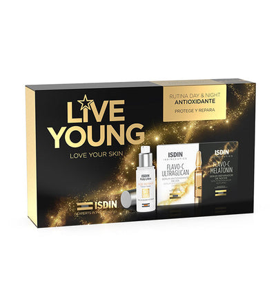 Isdin pack live young Flavo-C ultragiclan jour+mélatonine nuit+Age repaire Coffret