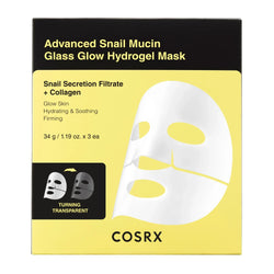 COSRX Advanced Snail Mucin Glass Glow Hydrogel Mask Pack de 3 – Masque éclat et réparateur
