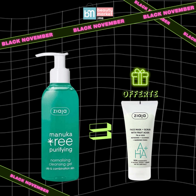 Ziaja Manuka Tree Gel Nettoyant 200ml + Gommage & Masque AHA 55ml Offert