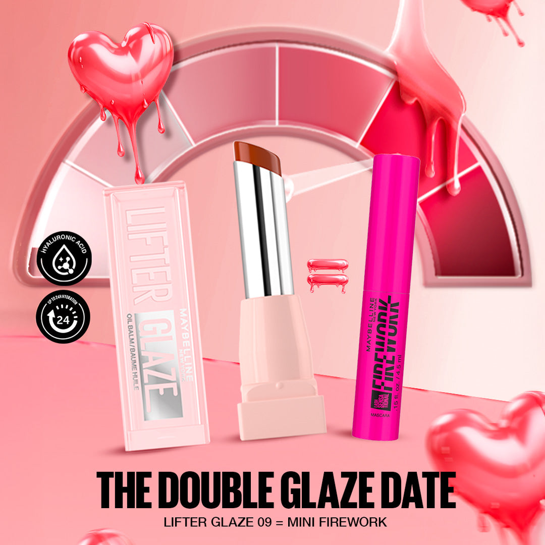 Maybelline New York LIFTER GLAZE Baume Huile Hydratant 009 LATTE CRUSH - Mini Mascara Firework OFFERTE
