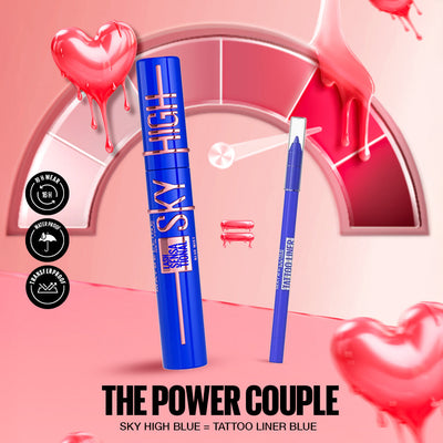 MAYBELLINE SKY HIGH Mascara Volume & Longueur BLEU + TATTOO LINER GALACTIC COBALT