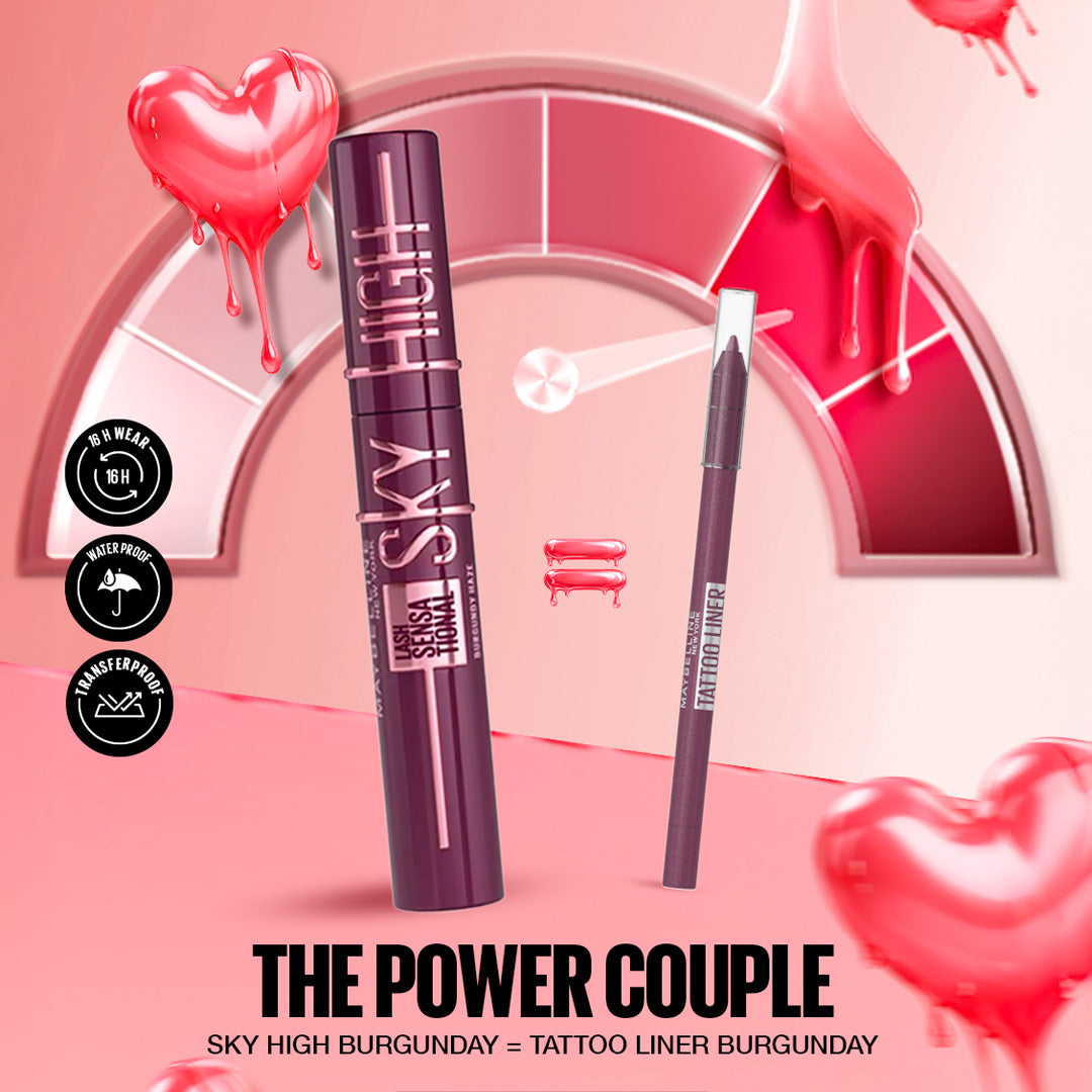 MAYBELLINE SKY HIGH Mascara Volume & Longueur BRUME BURGUNDY - TATTOO LINER OFFERT