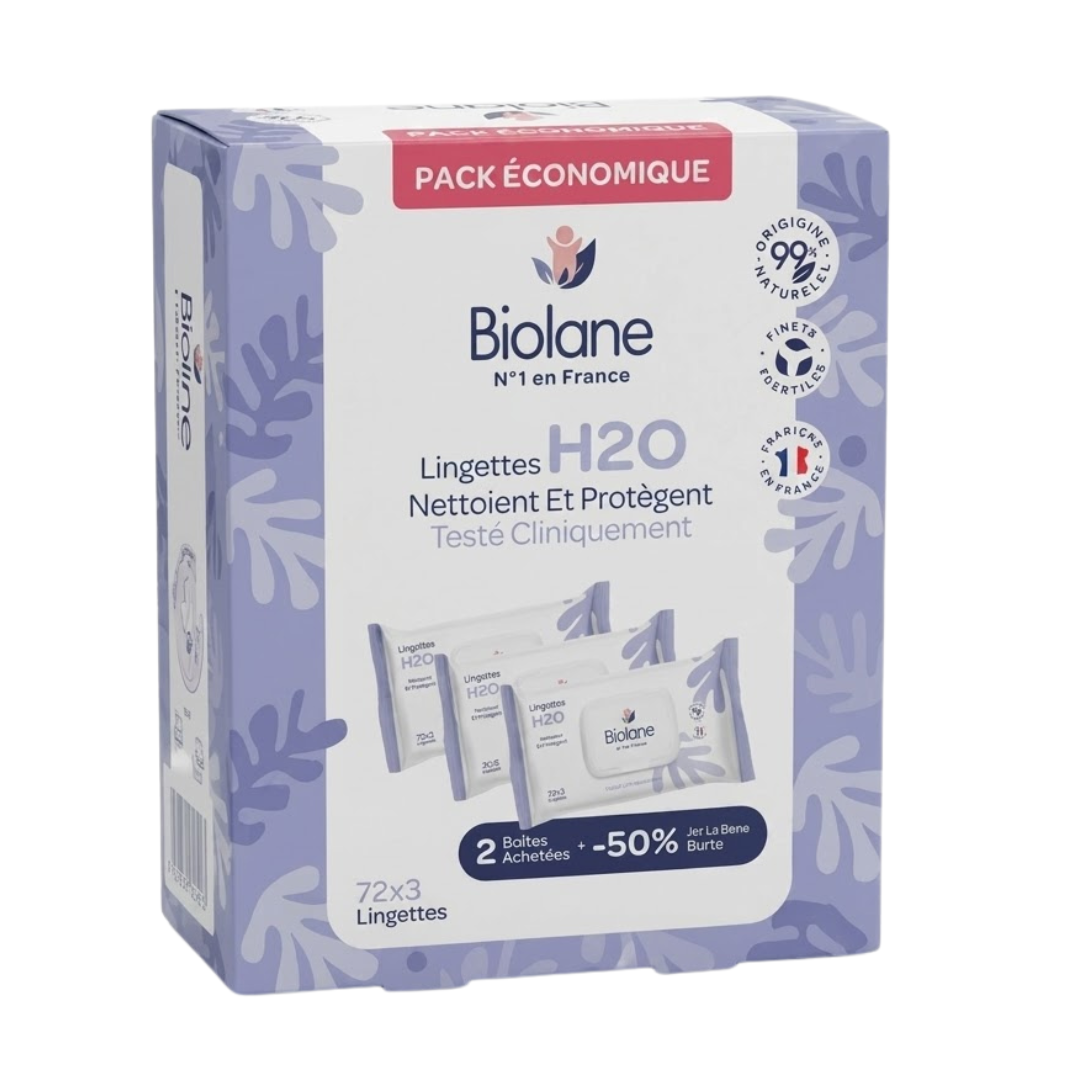 Biolane Lingettes H2O 3×72 Pack