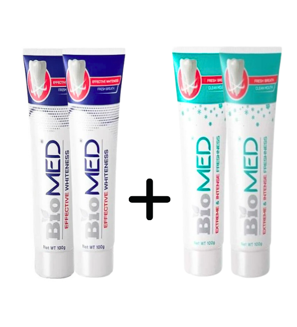 Biomed Pack 4 Dentifrices  2 Dentifrices Effective 100g+2 Dentifrices Extreme 100g