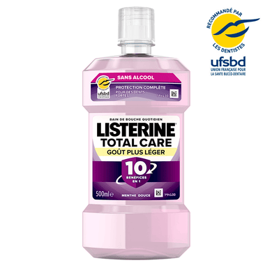 Listerine Bain de Bouche Total Care 10 Goût Plus Léger 500 ML