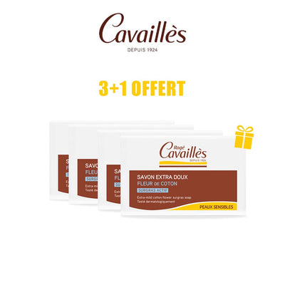 Cavailles Savon Surgras Extra Doux Amande Verte 3+1 OFFERT