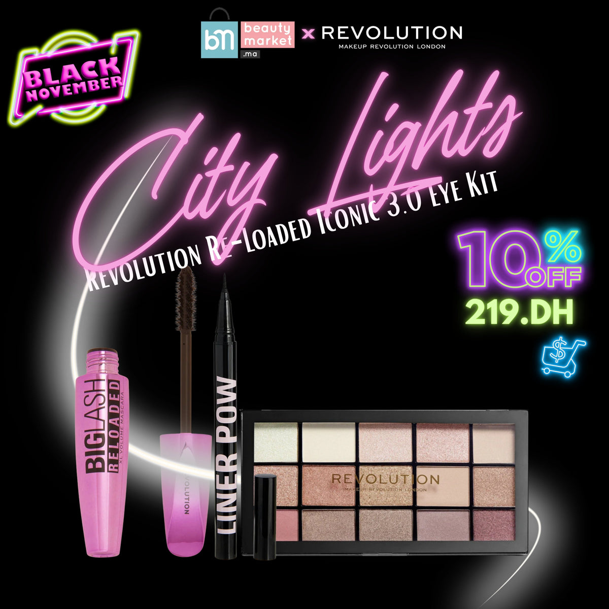City Lights – Revolution Re-Loaded Iconic 3.0 Eye Kit – Regard intense et glamour Revolution Maroc