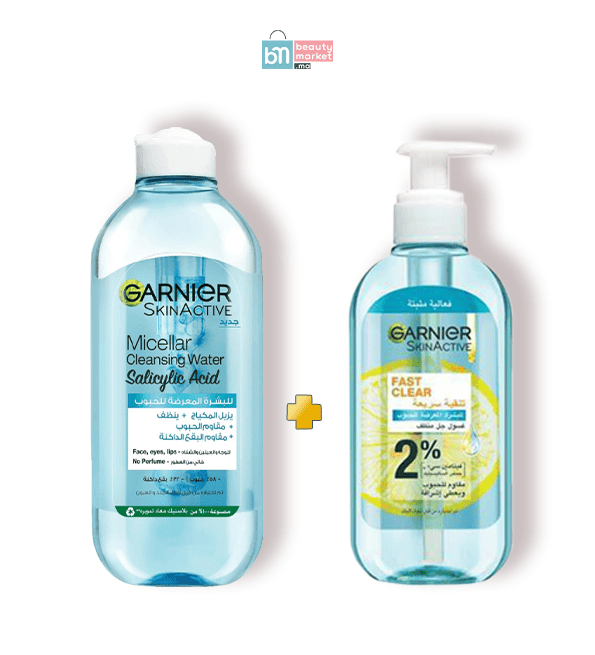 Garnier solution micellaire anti acne 400ml + gel nettoyant 200ml