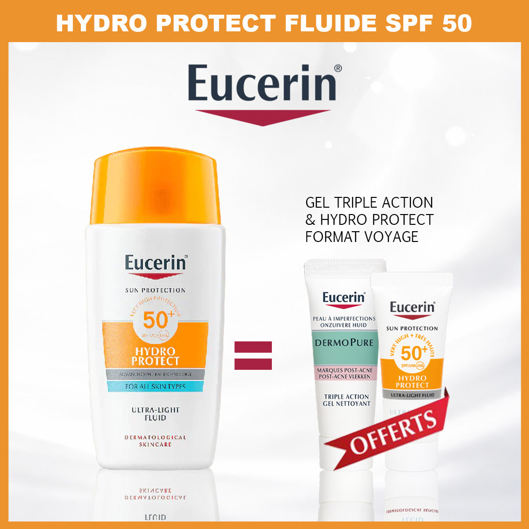Eucerin Hydro Protect Fluide Ultra Leger SPF 50+ - Gel Triple Action + Hydro Protect Offerts