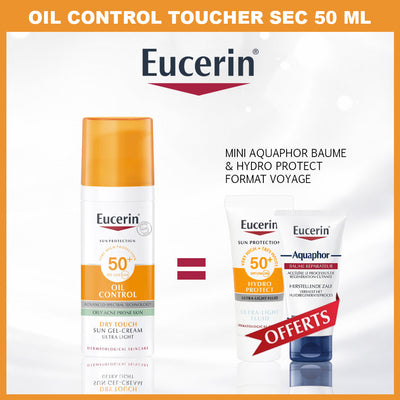 Eucerin Sun Protection Oil Control Gel-Crème Spf50+ 50 ml - Aquaphor 4Ml + Hydro Protect 5Ml Offerts