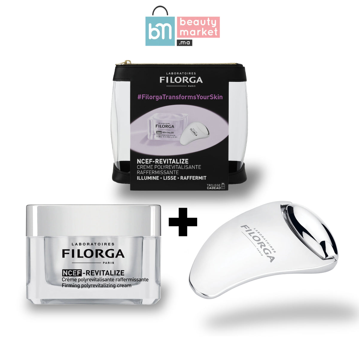Coffret FILORGA NCEF Revitalize Crème Raffermissante 50ML - Gua Sha Roller +Trousse Offert