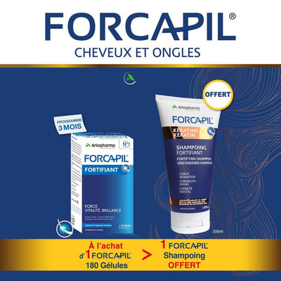 Forcapil Cheveux Et Ongles 180 Gelules - SHAMPOOING 200 ML OFFERT
