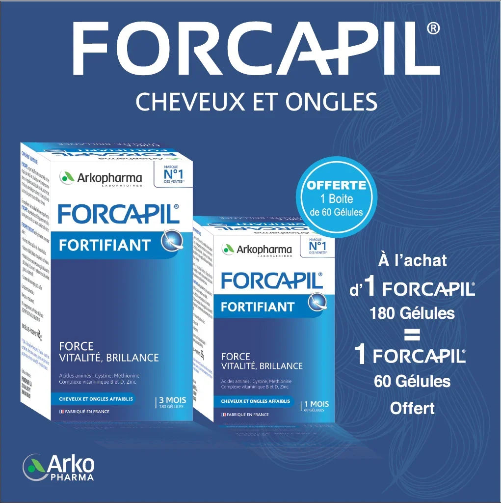 Forcapil Pack Fortifiant 180 Gélules - Fortifiant 60 Gélules Offert