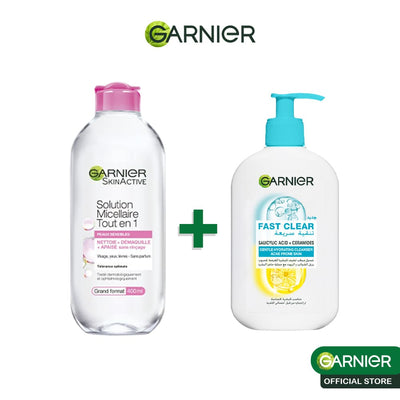 GARNIER FAST CLEAR GENTEL CLEANSER 250ML+ Solution Micellaire PS 400ml