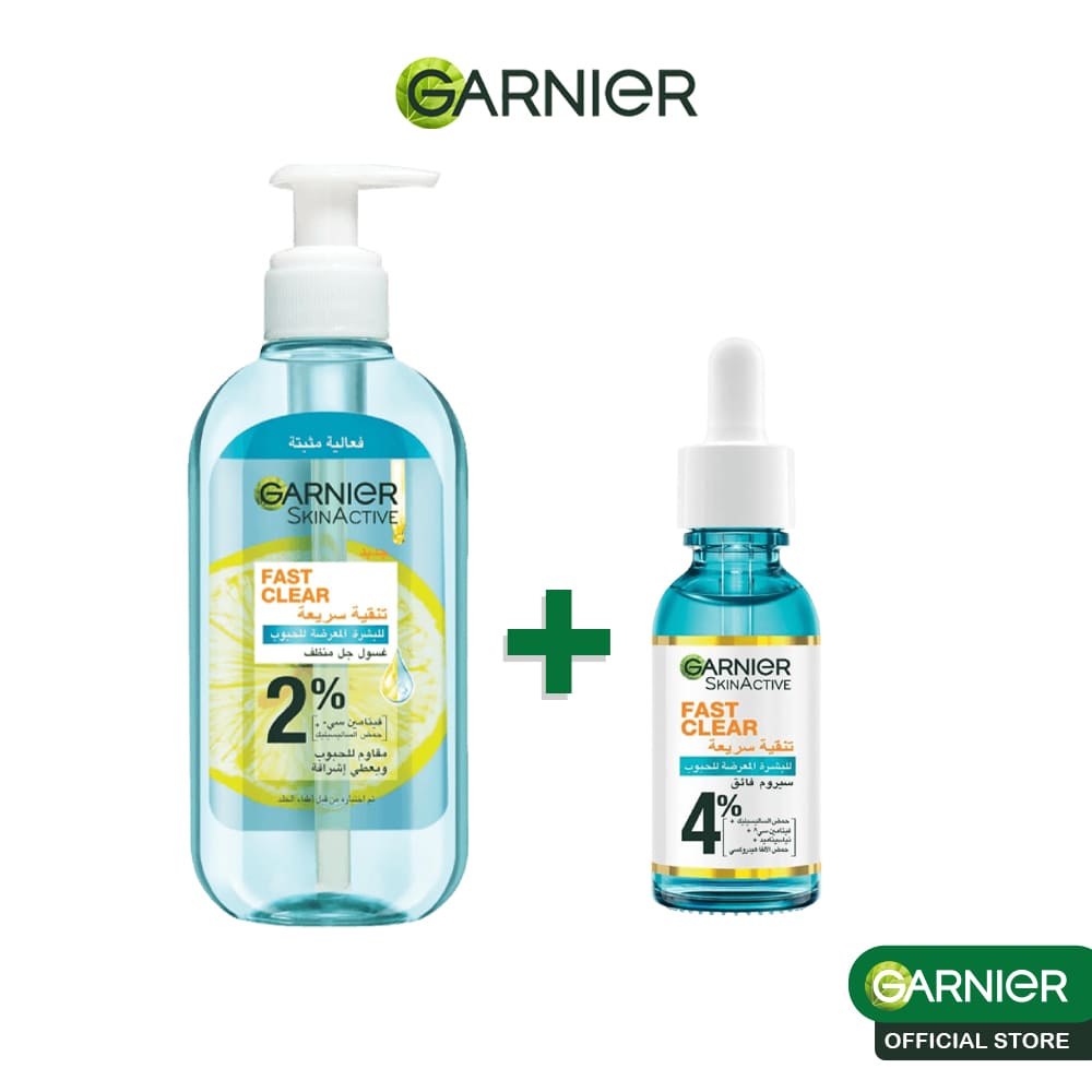 Garnier pack fast clear serum 30ml - gel wash fast clear 200ml