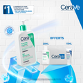 Cerave gel moussant nettoyant peau normale à grasse 473ml - Gel moussant 20ML + gel creme hydratant 15ml + Trousse OFFERTS