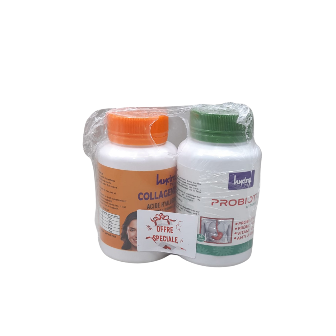 Hydra Plus Collagene Pro 60 Gelules+Probiotic 36 Gelules Pack