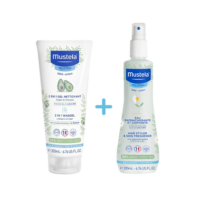 Mustela Pack Gel Nettoyant 2 En 1 200 ml + Eau Rafraîchissante 200 ml