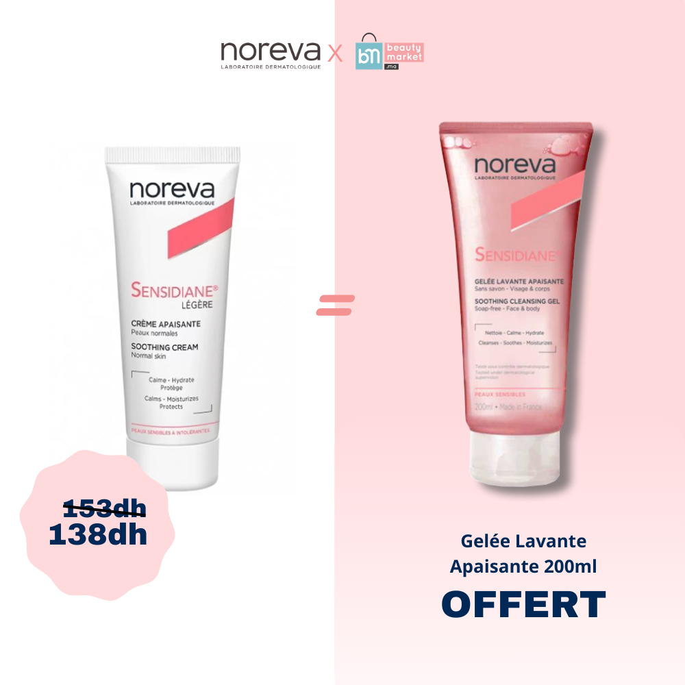 NOREVA PACK SENSIDIANE CRÈME APAISANTE LÉGÈRE 40ml - SENSIDIANE gelée lavante OFFERT