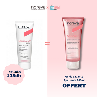 NOREVA PACK SENSIDIANE CRÈME APAISANTE LÉGÈRE 40ml - SENSIDIANE gelée lavante OFFERT