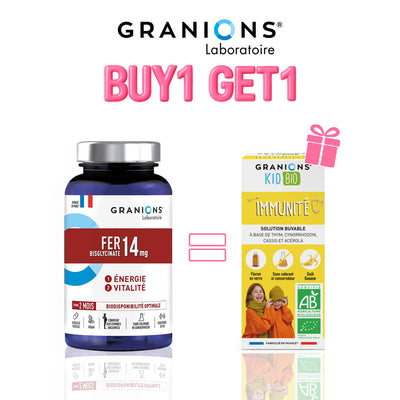 Granions Fer Bisglycinate 14 Mg B60 Gélules - Immunité Sirop 125 ml Offert