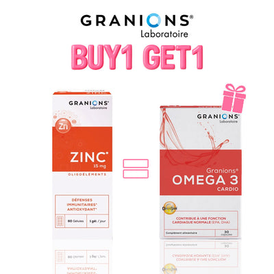 Granions Zinc 15 Mg B60 Gélules - Omega 3 Cardio 30 Gélules Offerte