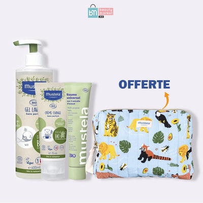 Mustela pack bio gel lavant 400ml + bio crème de change 75ml + baume universel 75ml - trousse ungle offerte