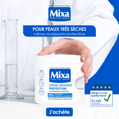 Mixa Crème Céramide Protection - Visage, Corps, Mains 400ml
