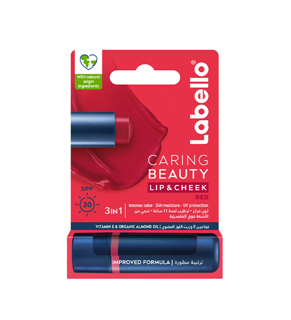 Labello Caring Beauty Lip & Cheek SPF 30 Red 4.8g – Baume Teinté Hydratant Lèvres & Joues