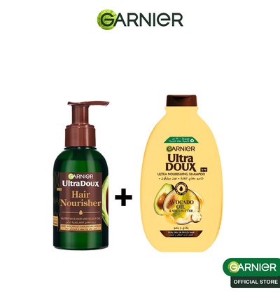 GARNIER Ultra Doux Huile Avocat 120ml + Shampooing Avocat/Karité 200ml Offert – Soin Nourrissant Cheveux Secs et Frisottis